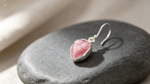 Cute High Grade 925 Sterling <b>Silver</b> Ethnic Drop <b>Dangle</b> <b>Earrings</b> with Uncut Raw Ruby Gemstone Birthstone for Women's Party Gift - Product Image 2