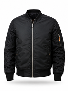 High Quality Wholesale Winter <b>Men's</b> High Street Style Stand Collar Quick Dry Nonwoven Nylon <b>Suede</b> Zipper Solid Pattern <b>Jacket</b> - Product Image 1