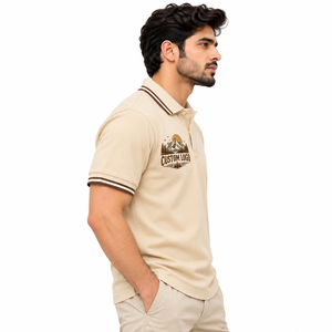 Polo de Manga Corta para Hombre, Color Gris Sólido, Cuello de Botones, Corte Regular Informal, Alta Calidad, 100% Algodón, Personalizable - Product Image 4