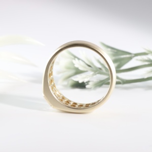 Luxury <b>Men</b> <b>Ring</b> Yellow Gold Asscher Cut Diamond Wedding Band Bezel Setting Signet Flush Bezel Setting That Ensures - Product Image 3