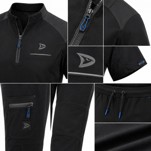 Men's Black Polyester <b>Scrub</b> <b>Set</b> With Zip Neck Top And Cargo Pants For Hospital Use - Product Image 6