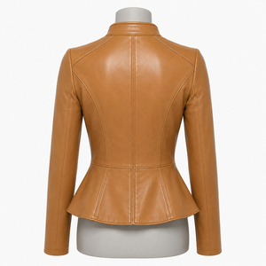 Elegant <b>Women</b> Leather Quilted <b>Jacket</b> with Clean Shape Soft Feel Durable Construction for <b>Winter</b> Casual Styling & Workdays - Product Image 3
