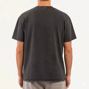เสื้อยืดคอตตอนฟอกสีทรงโอเวอร์ไซส์ พิมพ์โลโก้ตามสั่ง สำหรับผู้ชาย คอกลม เสื้อยืดเปล่า ขายส่ง ทรงปกติ แขนสั้น - Product Image 5