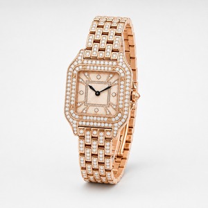 นาฬิกาข้อมือเพชรหรูหราสำหรับทุกเพศ ตัวเรือนทองคำเหลืองทรงสี่เหลี่ยม หน้าปัดอนาล็อก คริสตัลแซฟไฟร์ ขนาด 44 มม. ระบบควอตซ์ - Product Image 2