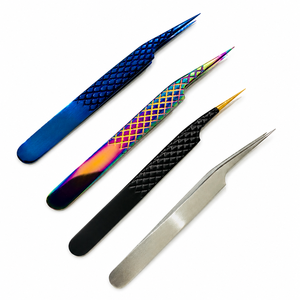 Pinzas de Precisión para Pestañas de Acero Inoxidable, Punta Suave, Color Negro, Azul, Arcoíris, Plateado, Recubrimiento Colorido, Pinzas Profesionales de Aislamiento - Product Image 1