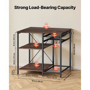 Scaffale da Cucina da 35,4 Pollici con Barra di Supporto a X e 5 Ganci a S, Stand Multilivello per Stoccaggio in Cucina - Product Image 3