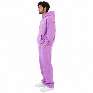 Ensemble de survêtement deux pièces 100 % coton pour hommes et femmes, personnalisable avec broderie, sweats à capuche oversize et manches raglan, fabrication OEM - Product Image 4
