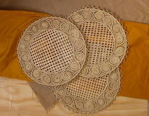 Round Bamboo Table Mats Handmade Traditional Chinese Design 400mm Diameter Natural Weave <b>Placemats</b> - Product Image 1