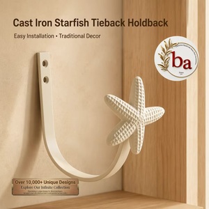 Sujetador de Cortina en Forma de U de Hierro Fundido con Diseño Tradicional de Estrella de Mar, Ecológico, Fácil de Instalar - Product Image 1