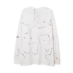 Sudadera de invierno de manga larga para hombre, corte regular, de felpa, con estampado de purpurina blanca y pedrería, estilo urbano, cuello redondo, tejida, ecológica, de alta calidad. - Product Image 3