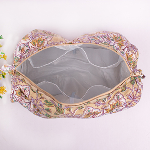 Juego de Bolsas de Maquillaje con Estampado Floral Hechas a Mano, de Algodón Acolchado, 3 Piezas, con Cierre, para Viaje, Lavables, para Guardar Artículos de Aseo, Venta al Por Mayor - Product Image 5