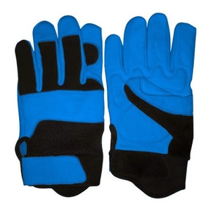 Gants à doigts complets en cuir antidérapants pour l'extérieur unisexe toutes saisons avec fermeture auto-agrippante jaune noir - Product Image 2
