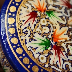 Premium Handcrafted Round Paper Mache Keepsake <b>Box</b> Crimson Floral Tapestry Traditional Kashmiri Indian Artisan <b>Gift</b> - Product Image 4