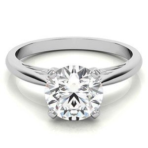 Anillo de compromiso de moissanita de corte redondo de 1.3 quilates, anillo solitario vintage de oro blanco macizo de 14K, anillo de boda para mujer - Product Image 1