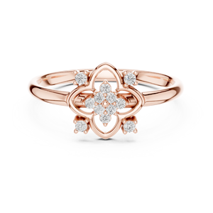 Bague en diamant en forme de rose, bague en or, bague en argent, bague en or rose, bague en diamant florale, bague en forme de rose, bague en diamant en or rose, bague en diamant en argent - Product Image 1