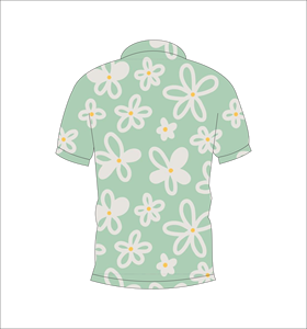 เสื้อโปโลผู้ชายสีเขียวมิ้นท์พิมพ์ลายดอกไม้แขนสั้นฤดูร้อนลำลองระบายอากาศได้ดีน้ำหนักเบาสลิมฟิตแฟชั่นเสื้อโปโล - Product Image 2
