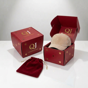 Casquettes de baseball QJ Box écologiques en carton ondulé avec doublure en éponge, pelliculage mat, livraison en gros, chapeau moderne imprimé sur mesure, magnétique - Product Image 2