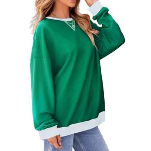 Sweat-shirts color block en gros pour femmes, col rond, manches longues, coupe oversize, pulls décontractés pour l'automne, 100% coton, 280 GSM - Product Image 4