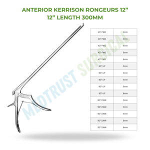 Rongeurs Kerrison antérieurs 12 pouces 300 mm, instrument chirurgical neurochirurgical pour l'extraction osseuse et la décompression vertébrale - Product Image 2