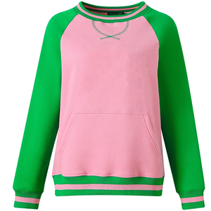 Sweat-shirt en chenille rose et vert personnalisé pour femme, avec poche kangourou, en polaire, inspiré de la sororité Alpha Kappa Alpha, col rond - Product Image 1