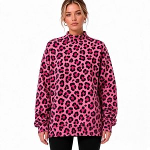 Sudadera de Mujer de Secado Rápido, 100% Algodón, Cuello Alto, Estampado de Camuflaje, Hombros Caídos, Manga Larga, Corte Holgado - Product Image 2