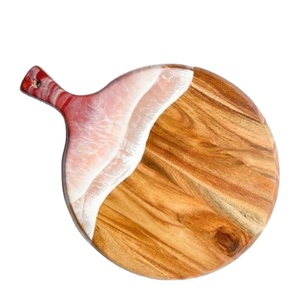 Tabla de cortar de madera de resina de ola de océano rosa y blanca para bodas al aire libre, charcutería de Navidad, Mostrador de pastelería - Product Image 1