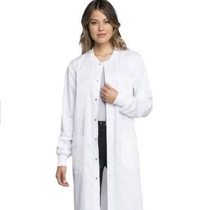Bata de Laboratorio Blanca para Mujer, Tejida, de Algodón y Poliéster, Uniforme de Hospital, 3 Bolsillos, Cierre de Broches, Bata Médica - Product Image 4