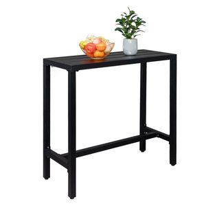 Tavolo da Bar Moderno in Ferro e Legno da 40 Pollici con Manopola di Regolazione, Nero, Arredamento da Esterno per Casa, Hotel, Centro Commerciale, Adattabile per Soggiorno e Bar Domestico - Product Image 4