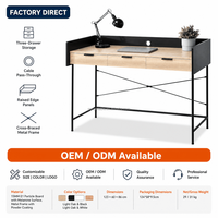 Bureau d'ordinateur et poste de travail à trois tiroirs avec trou de câblage et structure en X, pour la maison, le bureau et l'étude, fabrication OEM ODM