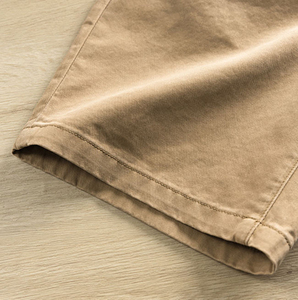 Shorts Bermuda Homme Kaki en Polyester/Coton Couleur Unie Sportifs avec Cordon de Serrage Avant Taille Mi-Haute Respirants Tricotés Tissés Séchage Rapide - Product Image 4