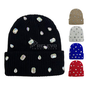 Lady Distressed Knit <b>Winter</b> Earflap Hat with 3D Embroidery Rhinestone Beaded Rabbit Hair Blended Beanie for Women Travel - Product Image 5