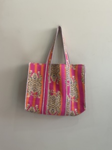Bohemian Solid Cotton Tote <b>Bag</b> with Kantha Embroidery Open Top Design for Daily Use & Travel All Seasons Made in Rajasthan - Product Image 5