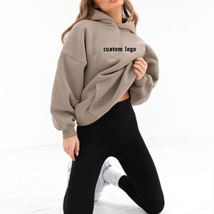 Sudadera con Capucha Unisex Extra Grande, Color Sólido, Algodón French Terry, Casual, con Bolsillo Frontal, Logotipo Estampado, Invierno, Resistente al Viento, 300g - Product Image 3