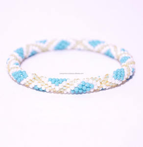 Color Block Seed Beads Crochet <b>Charm</b> <b>Bracelet</b> Elastic Tube Boho Tribal Pattern Luxury Gift Jewelry Wholesale - Product Image 6