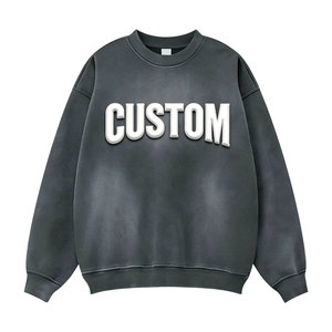 Custom <b>Printed</b> Crew Neck <b>Sweatshirt</b> Women 100% Cotton Knitted Puff Letter Front Autumn Regular Fit Full Sleeve - Product Image 1