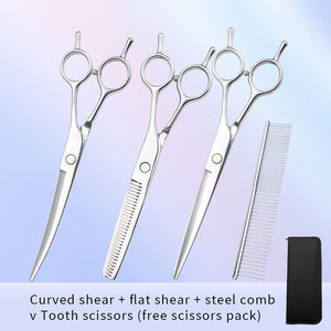 7Inch Stainless Steel Pet Thinning Scissors Hair Styling Scissors for <b>Dogs</b> with Blunt Tip Right-Handed Set - Product Image 5