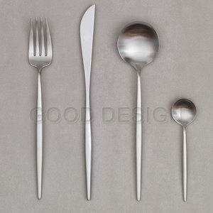 High Quality 18/10 Stainless Steel Modern Design Good Design Brand Portuguese Cutlery <b>Set</b> 4 Pcs Matte Polish <b>Flatware</b> <b>Sets</b> - Product Image 5
