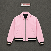 Blouson bomber rose premium zippé, streetwear, vêtement d'extérieur pour homme, mode minimaliste, usage quotidien, style en molleton de coton doux.
