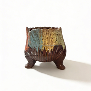 Maceta de Cerámica Artesanal Multicolor con Esmalte Goteado, Ecológica, Duradera, con Orificio de Drenaje para Suculentas, para Interiores, Hogar y Jardín - Product Image 1