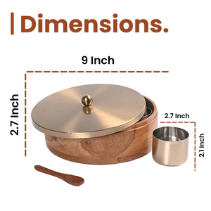 Boîte à épices en bois artisanale avec 7 récipients en acier inoxydable, bouton de couvercle en laiton et cuillère, rangement multifonctionnel pour épices et fruits secs - Product Image 3
