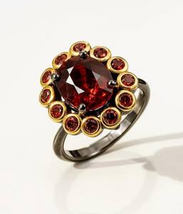 Bague en argent sterling avec grenat rouge de style victorien, certifiée IGI, bijoux de luxe pour mariage, fête, fiançailles - Product Image 1