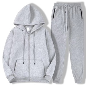 Custom Men's Plus Size Heavyweight Fleece Full-<b>Zip</b> <b>Hooded</b> Tracksuit 2-Piece Set Side Pockets Drawstring Closure Polyester/Cotton - Product Image 6