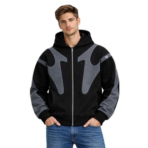 Sudadera con capucha de algodón y forro polar para hombre, diseño en contraste, estilo oversize, streetwear, proveedor de producción a granel de sudaderas con capucha para hombre con corte y costura. - Product Image 1