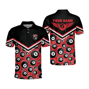 Maillot personnalisé imprimé numériquement pour polos homme - Équipe de billard snooker 100% polyester léger respirant haute qualité séchage rapide - Product Image 3