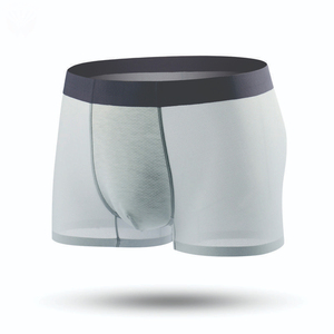 Calzoncillos bóxer sin costuras de cintura media para hombre, de spandex, transpirables, de punto, de secado rápido, con logo personalizado, lisos, para uso diario, al por mayor - Product Image 3
