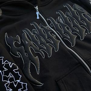 Ensemble short et sweat à capuche zippé à impression bouffante avec logo personnalisé Ensemble de survêtement deux pièces de grande taille pour hommes Ensemble short de survêtement deux pièces - Product Image 5