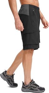 Shorts de cyclisme noirs pour hommes avec rembourrage, séchage rapide, poches cargo, pour l'été et les activités de plein air - Product Image 2