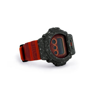 Montres uniques en moissanite et diamant, semi-serties, avec bracelet en caoutchouc rouge, pièces intemporelles, boîtier rond artistique pour la mode - Product Image 2