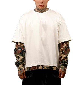 Men's Regular <b>Fit</b> <b>White</b> <b>T</b>-<b>Shirt</b> Camouflage Pattern Short Sleeve Contrast Trim Eco-Friendly Knitted Fabric Streetwear Style - Product Image 1