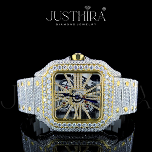 Montre de luxe en acier inoxydable avec cadran en verre et diamants de laboratoire de qualité supérieure, conçue pour une brillance éclatante, robuste et haut de gamme, Inde - Product Image 2